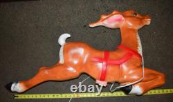 Vintage 35-36 REINDEER for Santa on Sleigh withStand BLOW MOLD 1960s
