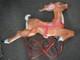 Vintage 35-36 Reindeer For Santa On Sleigh Withstand+reins Blow Mold 1960s
