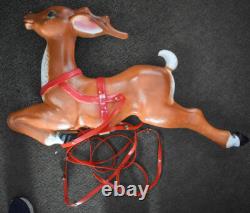 Vintage 35-36 REINDEER for Santa on Sleigh withStand+Reins BLOW MOLD 1960s