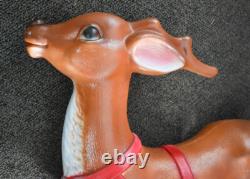 Vintage 35-36 REINDEER for Santa on Sleigh withStand+Reins BLOW MOLD 1960s