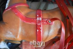 Vintage 35-36 REINDEER for Santa on Sleigh withStand+Reins BLOW MOLD 1960s