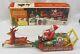 Vintage 50s Santa Claus Reindeer Sleigh Tin Toy In Box Christmas Battery Op 17l