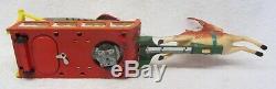 Vintage 50s SANTA CLAUS REINDEER SLEIGH Tin Toy in BOX Christmas Battery Op 17L