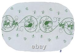 Vintage 56 X 100 Christmas Tablecloth + 12 Napkins Santa Sleigh Reindeer