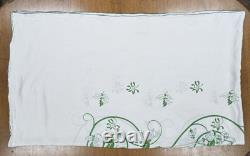 Vintage 56 X 100 Christmas Tablecloth + 12 Napkins Santa Sleigh Reindeer