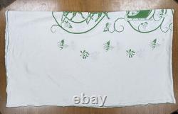 Vintage 56 X 100 Christmas Tablecloth + 12 Napkins Santa Sleigh Reindeer