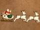 Vintage 5' Poloron Santa Sleigh Reindeer Christmas Styrofoam Wall Pre Blow Mold