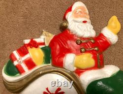 Vintage 5' Poloron Santa Sleigh Reindeer Christmas Styrofoam Wall Pre Blow Mold
