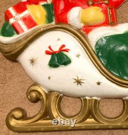 Vintage 5' Poloron Santa Sleigh Reindeer Christmas Styrofoam Wall Pre Blow Mold