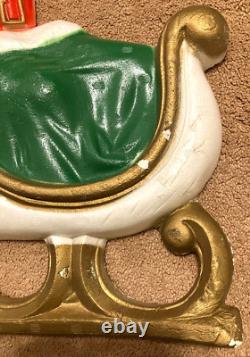 Vintage 5' Poloron Santa Sleigh Reindeer Christmas Styrofoam Wall Pre Blow Mold