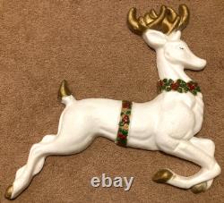 Vintage 5' Poloron Santa Sleigh Reindeer Christmas Styrofoam Wall Pre Blow Mold