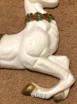 Vintage 5' Poloron Santa Sleigh Reindeer Christmas Styrofoam Wall Pre Blow Mold