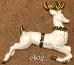 Vintage 5' Poloron Santa Sleigh Reindeer Christmas Styrofoam Wall Pre Blow Mold