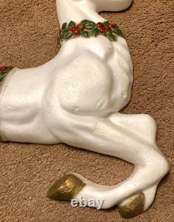 Vintage 5' Poloron Santa Sleigh Reindeer Christmas Styrofoam Wall Pre Blow Mold