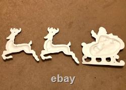 Vintage 5' Poloron Santa Sleigh Reindeer Christmas Styrofoam Wall Pre Blow Mold