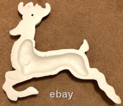 Vintage 5' Poloron Santa Sleigh Reindeer Christmas Styrofoam Wall Pre Blow Mold