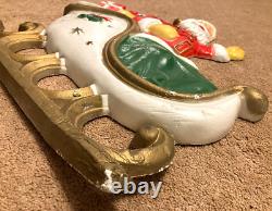 Vintage 5' Poloron Santa Sleigh Reindeer Christmas Styrofoam Wall Pre Blow Mold