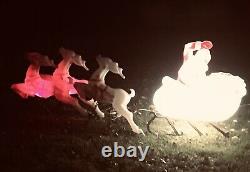 Vintage 70s Empire Light Up Santa Sleigh Blow Mold 38x36 with 3 Reindeer