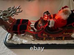 Vintage Animated Santa In Sleigh With Reindeer Holiday Creations 1995