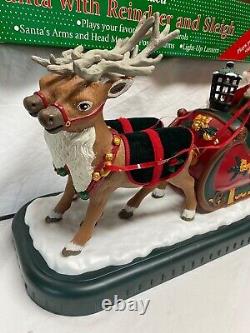 Vintage Animated Santa In Sleigh With Reindeer Holiday Creations 1995