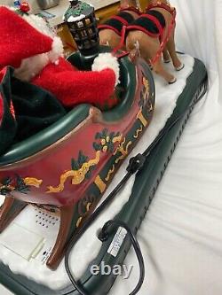 Vintage Animated Santa In Sleigh With Reindeer Holiday Creations 1995