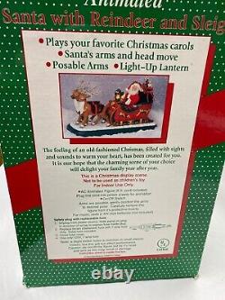 Vintage Animated Santa In Sleigh With Reindeer Holiday Creations 1995