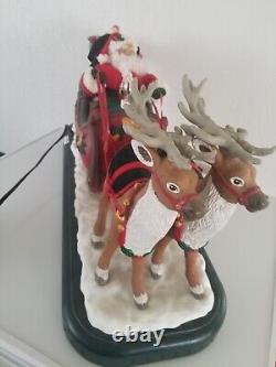 Vintage Animated Santa with Reindeer and Sleigh. 1995 Holiday Creations. VGC