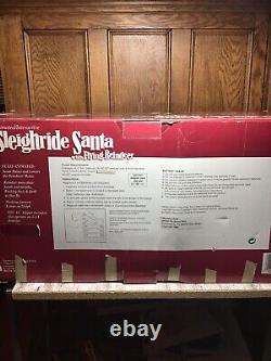 Vintage Animated Sleigh Ride Santa With Flying Reindeer christmas Made By Gemmy