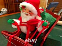 Vintage Annalee 10 Santa In Sleigh With 8 10 Reindeer Excellent Condition