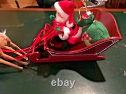 Vintage Annalee 10 Santa In Sleigh With 8 10 Reindeer Excellent Condition