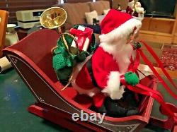 Vintage Annalee 10 Santa In Sleigh With 8 10 Reindeer Excellent Condition