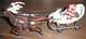 Vintage/antique Christmas Cast Iron Santa Sleigh & Reindeer Pull Toy! Rare