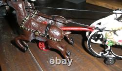Vintage/Antique Christmas Cast Iron Santa Sleigh & Reindeer Pull Toy! Rare