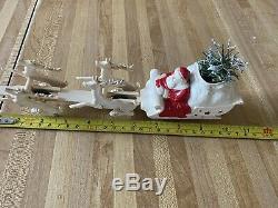 Vintage Antique Santa With Sleigh And Reindeer Pull Toy Candy Container