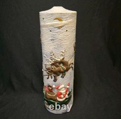Vintage Atlantic Mold Ceramic Christmas Candle 3D Santa Sleigh & Reindeer 14.5