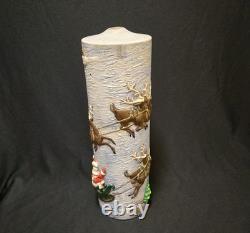 Vintage Atlantic Mold Ceramic Christmas Candle 3D Santa Sleigh & Reindeer 14.5