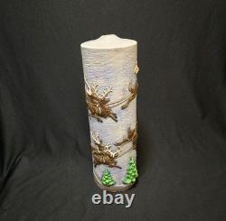 Vintage Atlantic Mold Ceramic Christmas Candle 3D Santa Sleigh & Reindeer 14.5