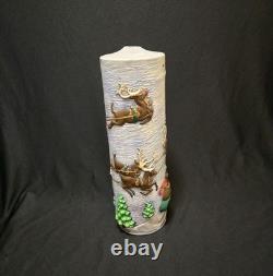 Vintage Atlantic Mold Ceramic Christmas Candle 3D Santa Sleigh & Reindeer 14.5