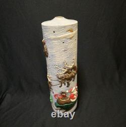 Vintage Atlantic Mold Ceramic Christmas Candle 3D Santa Sleigh & Reindeer 14.5