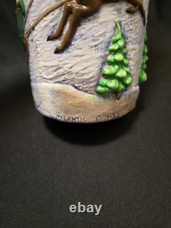 Vintage Atlantic Mold Ceramic Christmas Candle 3D Santa Sleigh & Reindeer 14.5