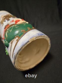 Vintage Atlantic Mold Ceramic Christmas Candle 3D Santa Sleigh & Reindeer 14.5