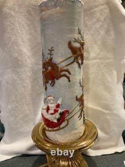 Vintage Atlantic Mold Ceramic Christmas Candle 3D Santa in Sleigh with Reindeer