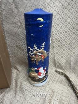 Vintage Atlantic Mold Ceramic Christmas Candle 3D Santa in Sleigh with Reindeer