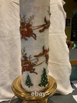 Vintage Atlantic Mold Ceramic Christmas Candle 3D Santa in Sleigh with Reindeer