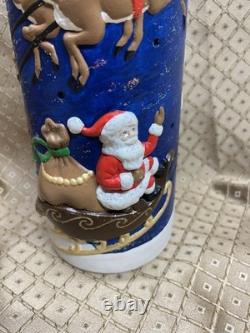 Vintage Atlantic Mold Ceramic Christmas Candle 3D Santa in Sleigh with Reindeer