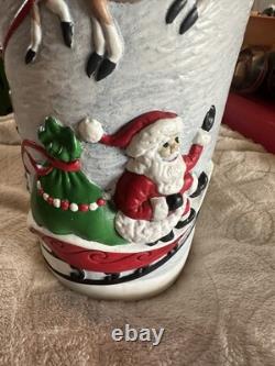 Vintage Atlantic Mold Ceramic Christmas Candle 3D Santa in Sleigh with Reindeer