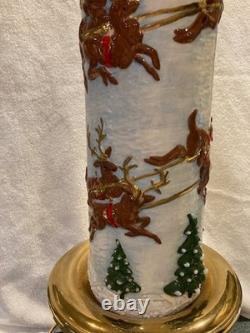 Vintage Atlantic Mold Ceramic Christmas Candle 3D Santa in Sleigh with Reindeer