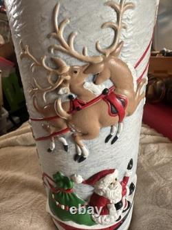 Vintage Atlantic Mold Ceramic Christmas Candle 3D Santa in Sleigh with Reindeer