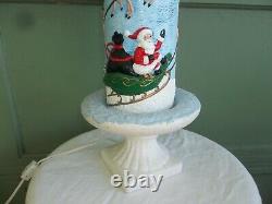 Vintage Atlantic Mold Ceramic Christmas Candle 3D Santa in Sleigh with Reindeer