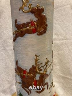 Vintage Atlantic Mold Ceramic Christmas Candle 3D Santa in Sleigh with Reindeer